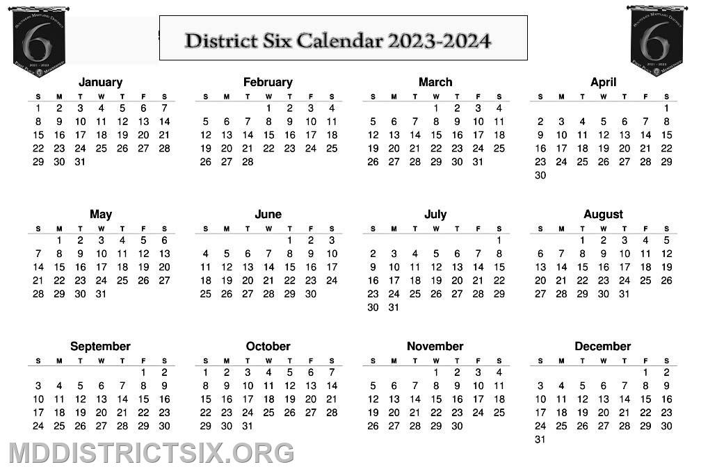 District Six Calendar has been updated MD District Six